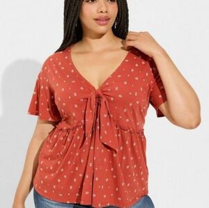 NWT Torrid Vintage Cotton Jersey Tie Front Top